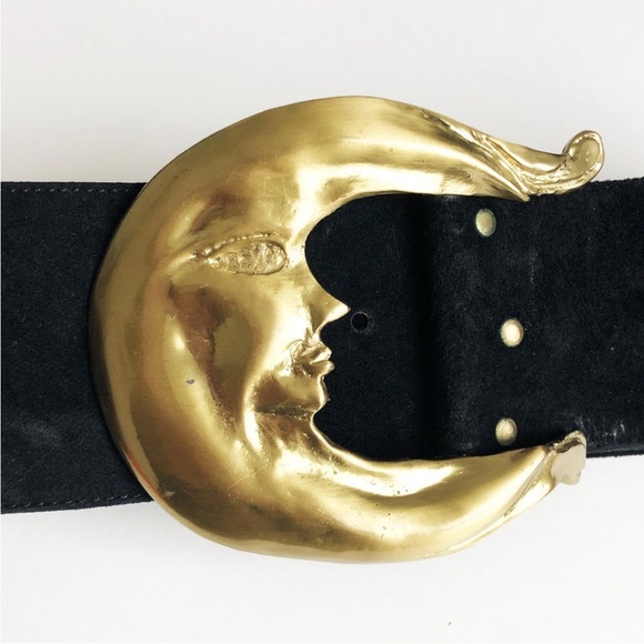 Black Belt with Gold Moon Buckle - Picture 7 of 8